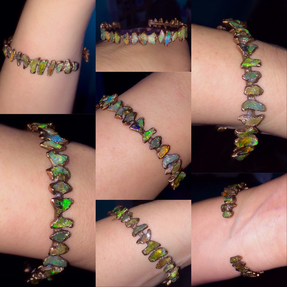 Ethiopian Rainbow Opal freeform cuff bracelet OS